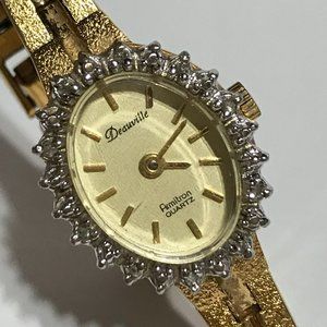 Deauville Armitron Quartz Gold Plated Genuine Diamonds Ladies Watch! Works Well!